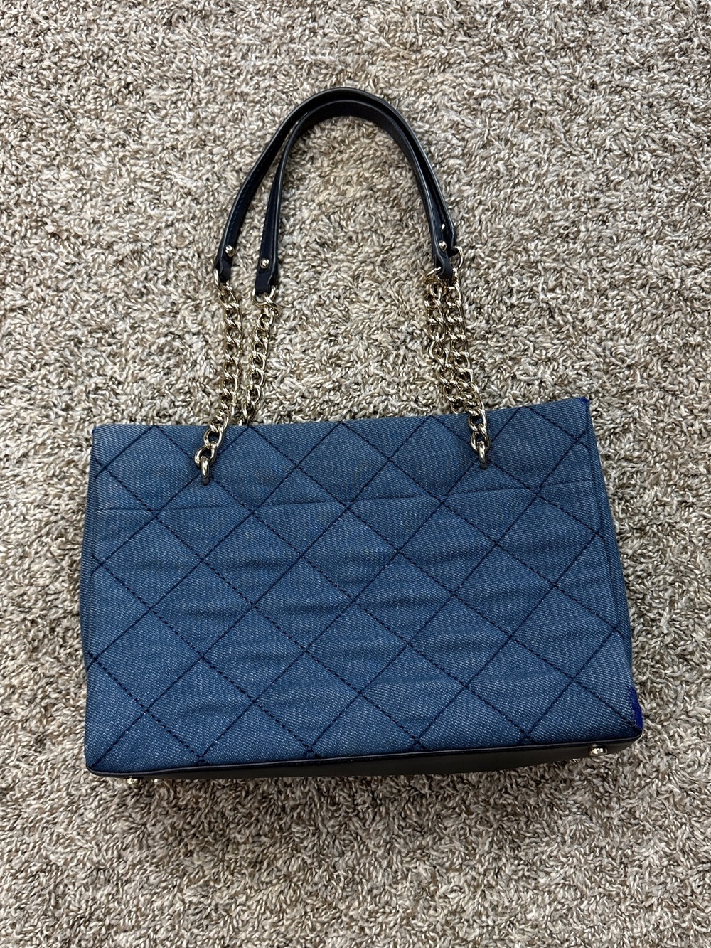 kate spade Quilted Denim Satchel in Blue with Black Handles - Picture 3 of 11